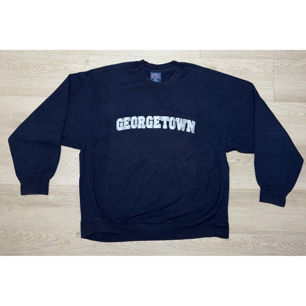 Vintage Georgetown University Size XL Navy Blue Sweater MV Sport Pro-Weave